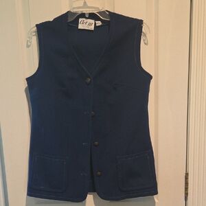 Blue Sleeveless Vest with Button Closure